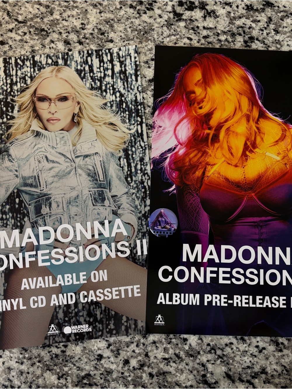 Madonna Confessions II Promotional Poster Set - Album Pre-Release Promo & Button